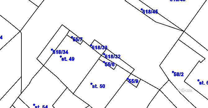 Parcela st. 618/32 v KÚ Cekov, Katastrální mapa