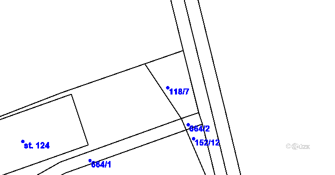 Parcela st. 118/7 v KÚ Cekov, Katastrální mapa