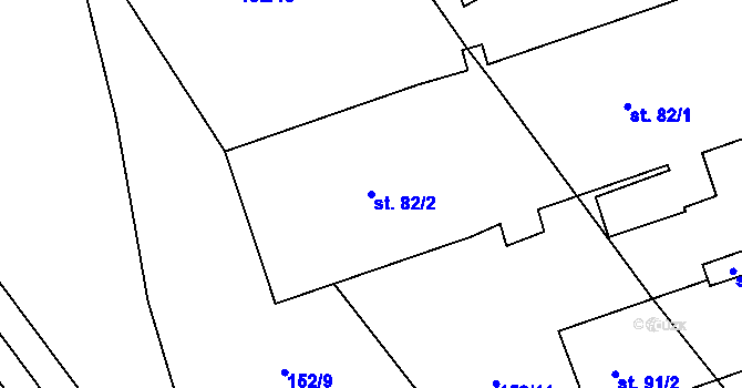 Parcela st. 82/2 v KÚ Cekov, Katastrální mapa