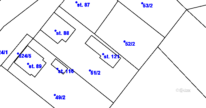 Parcela st. 121 v KÚ Cekov, Katastrální mapa