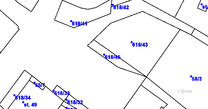 Parcela st. 618/45 v KÚ Cekov, Katastrální mapa