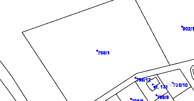 Parcela st. 798/1 v KÚ Cekov, Katastrální mapa