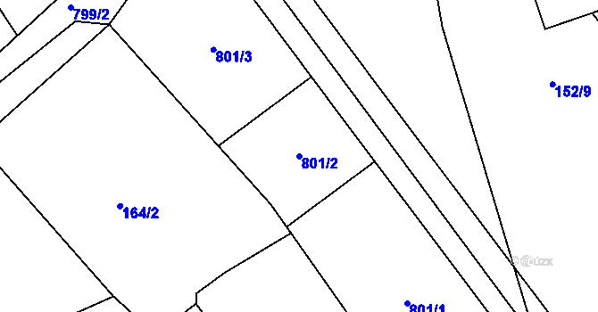 Parcela st. 801/2 v KÚ Cekov, Katastrální mapa