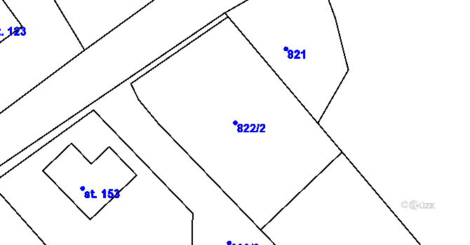 Parcela st. 822/2 v KÚ Cekov, Katastrální mapa