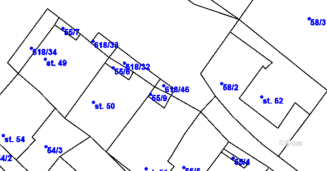 Parcela st. 618/46 v KÚ Cekov, Katastrální mapa