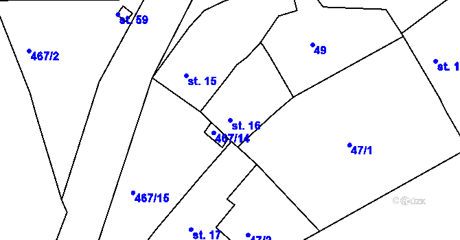 Parcela st. 16 v KÚ Sirá, Katastrální mapa