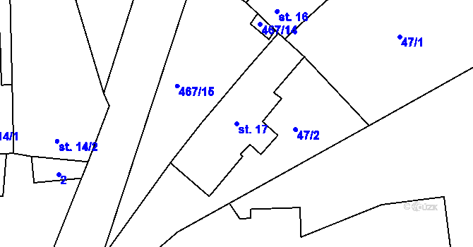 Parcela st. 17 v KÚ Sirá, Katastrální mapa