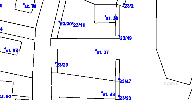 Parcela st. 37 v KÚ Sirá, Katastrální mapa