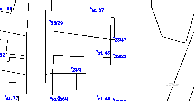 Parcela st. 43 v KÚ Sirá, Katastrální mapa