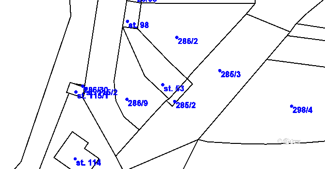 Parcela st. 53 v KÚ Sirá, Katastrální mapa
