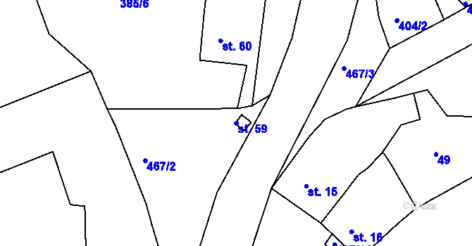 Parcela st. 59 v KÚ Sirá, Katastrální mapa