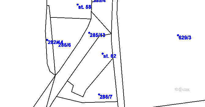 Parcela st. 62 v KÚ Sirá, Katastrální mapa