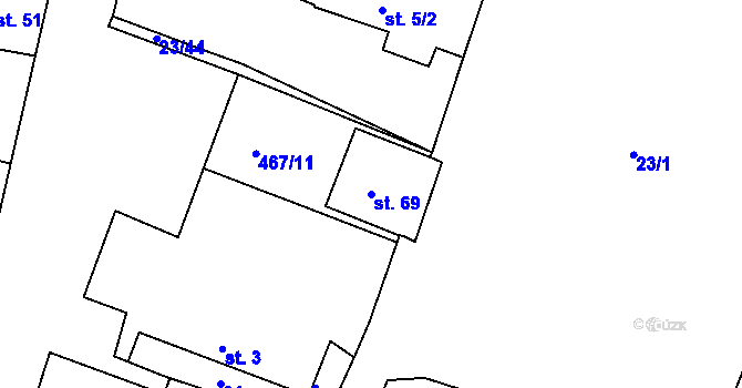 Parcela st. 69 v KÚ Sirá, Katastrální mapa