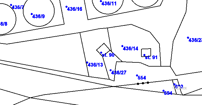 Parcela st. 90 v KÚ Sirá, Katastrální mapa