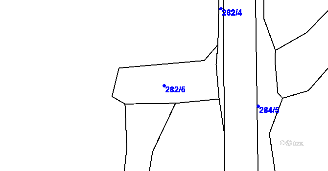 Parcela st. 282/5 v KÚ Sirá, Katastrální mapa