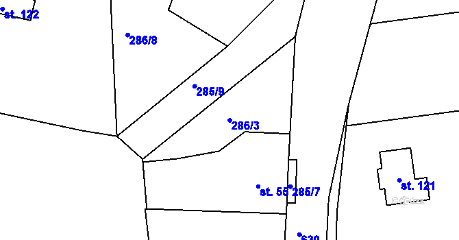 Parcela st. 286/3 v KÚ Sirá, Katastrální mapa