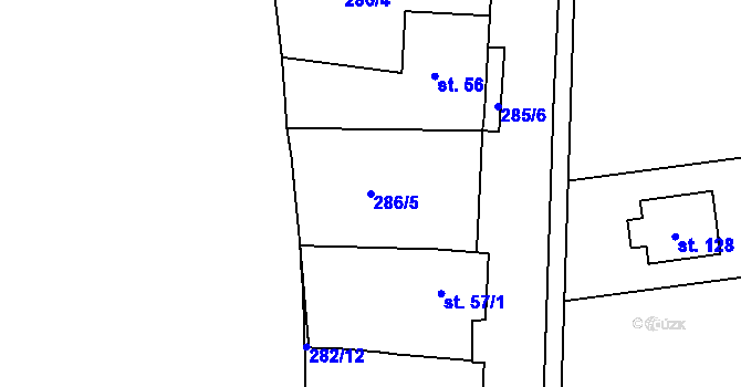 Parcela st. 286/5 v KÚ Sirá, Katastrální mapa