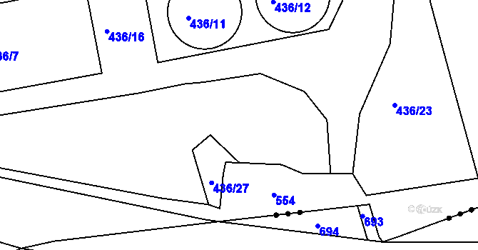 Parcela st. 436/14 v KÚ Sirá, Katastrální mapa