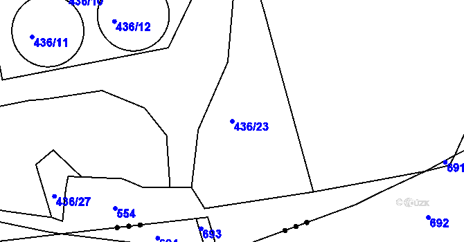Parcela st. 436/23 v KÚ Sirá, Katastrální mapa