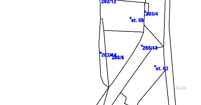 Parcela st. 282/14 v KÚ Sirá, Katastrální mapa