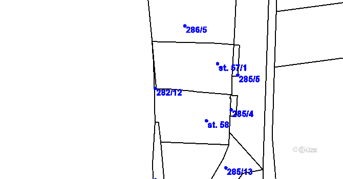 Parcela st. 57/2 v KÚ Sirá, Katastrální mapa
