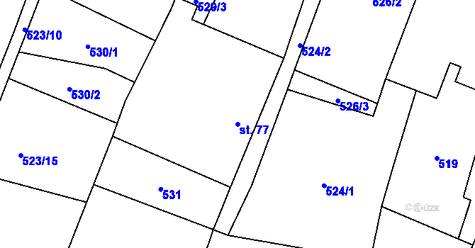 Parcela st. 77 v KÚ Cep, Katastrální mapa
