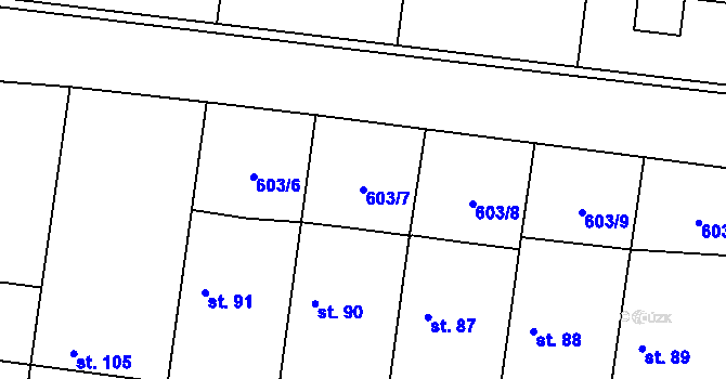 Parcela st. 603/7 v KÚ Cep, Katastrální mapa