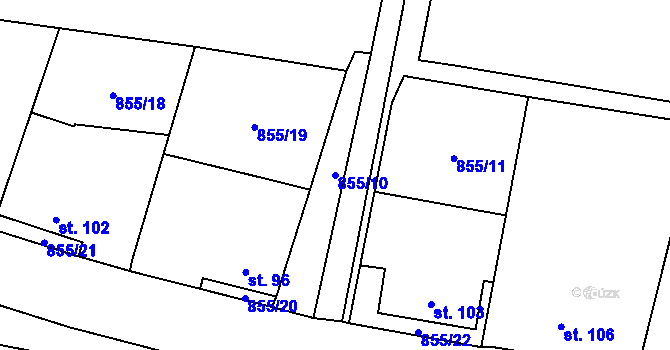 Parcela st. 855/10 v KÚ Cep, Katastrální mapa