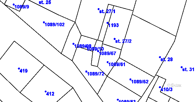 Parcela st. 1089/67 v KÚ Cep, Katastrální mapa