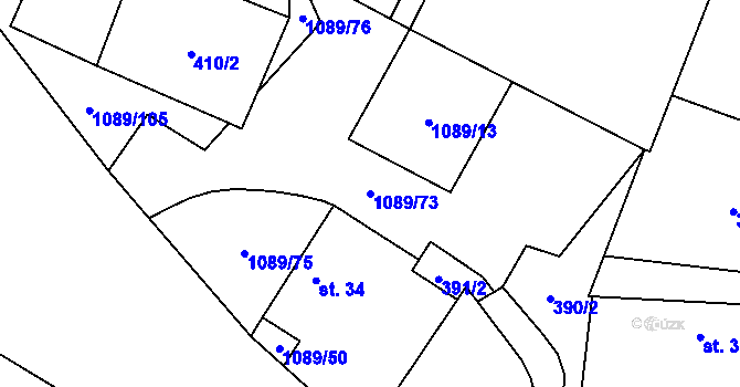 Parcela st. 1089/73 v KÚ Cep, Katastrální mapa