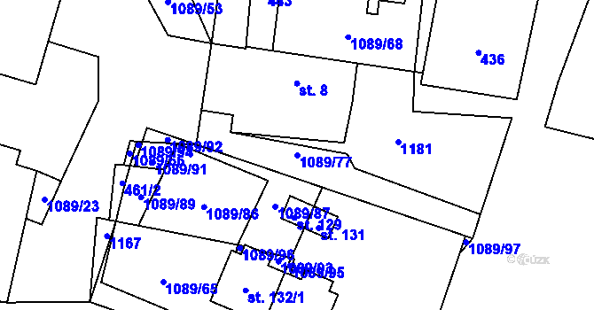Parcela st. 1089/77 v KÚ Cep, Katastrální mapa