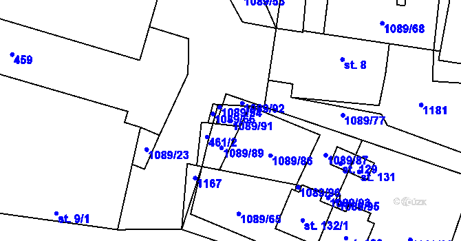 Parcela st. 1089/91 v KÚ Cep, Katastrální mapa