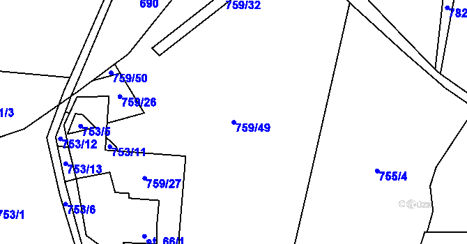 Parcela st. 759/49 v KÚ Cep, Katastrální mapa