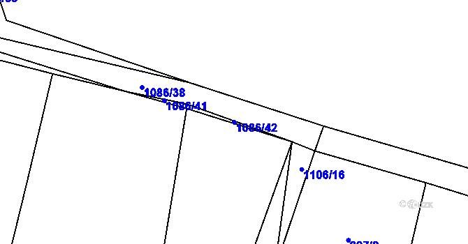 Parcela st. 1086/42 v KÚ Cep, Katastrální mapa