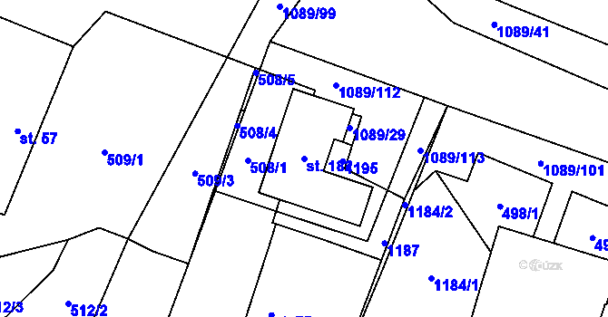 Parcela st. 182 v KÚ Cep, Katastrální mapa