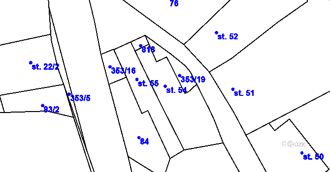Parcela st. 54 v KÚ Cerekvice nad Bystřicí, Katastrální mapa