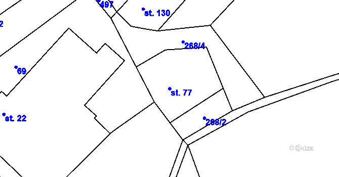 Parcela st. 77 v KÚ Cerekvice nad Bystřicí, Katastrální mapa