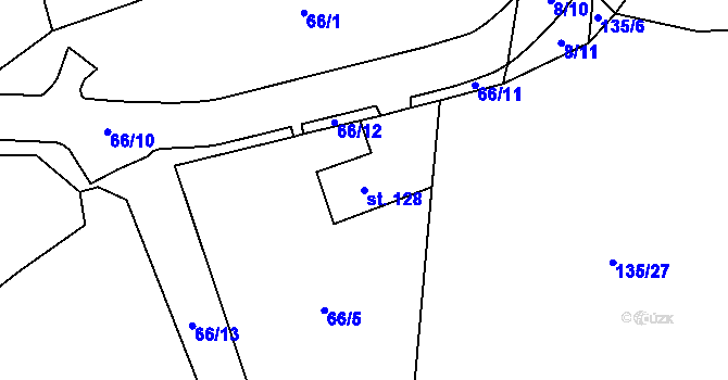 Parcela st. 128 v KÚ Cerekvice nad Bystřicí, Katastrální mapa