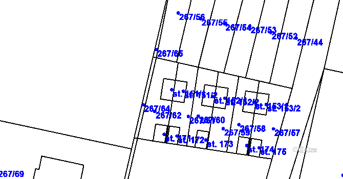 Parcela st. 151/1 v KÚ Cerekvice nad Bystřicí, Katastrální mapa