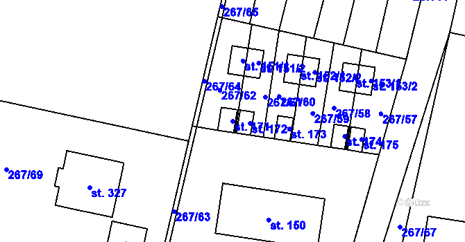 Parcela st. 171 v KÚ Cerekvice nad Bystřicí, Katastrální mapa