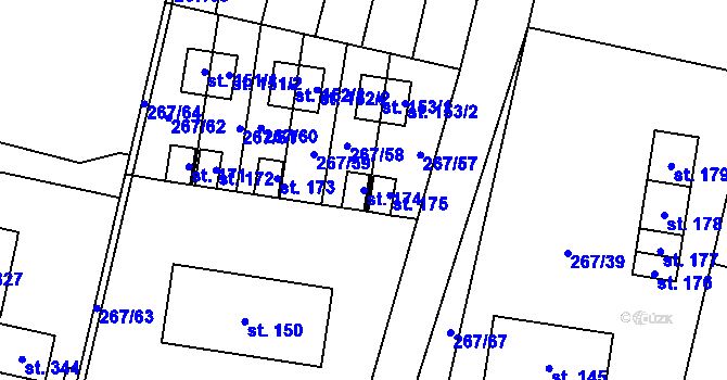 Parcela st. 174 v KÚ Cerekvice nad Bystřicí, Katastrální mapa
