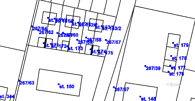 Parcela st. 175 v KÚ Cerekvice nad Bystřicí, Katastrální mapa