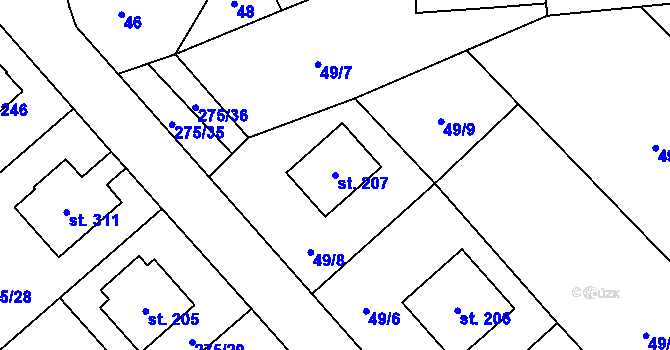 Parcela st. 207 v KÚ Cerekvice nad Bystřicí, Katastrální mapa