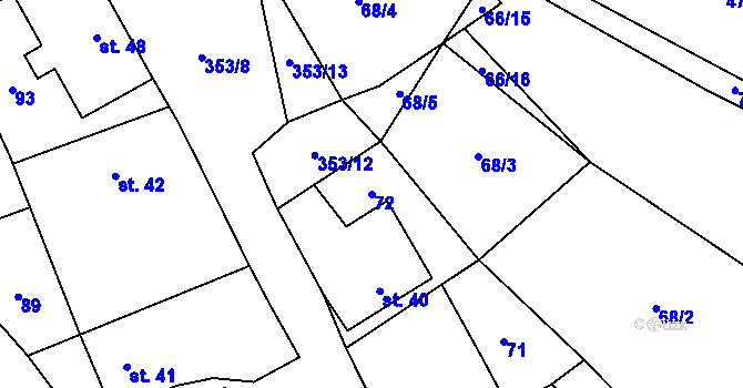 Parcela st. 72 v KÚ Cerekvice nad Bystřicí, Katastrální mapa