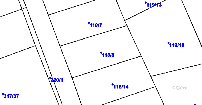 Parcela st. 118/8 v KÚ Cerekvice nad Bystřicí, Katastrální mapa