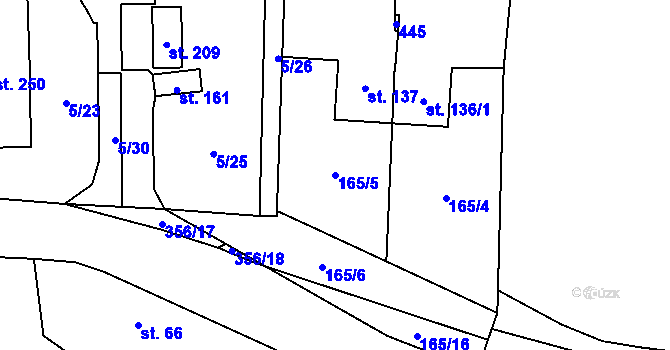 Parcela st. 165/5 v KÚ Cerekvice nad Bystřicí, Katastrální mapa