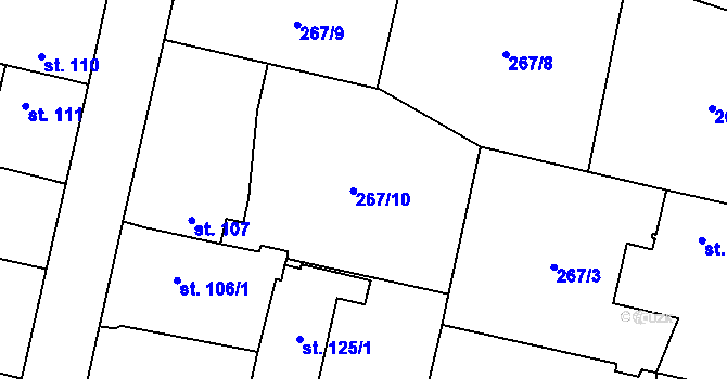 Parcela st. 267/10 v KÚ Cerekvice nad Bystřicí, Katastrální mapa