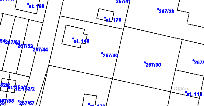Parcela st. 267/40 v KÚ Cerekvice nad Bystřicí, Katastrální mapa