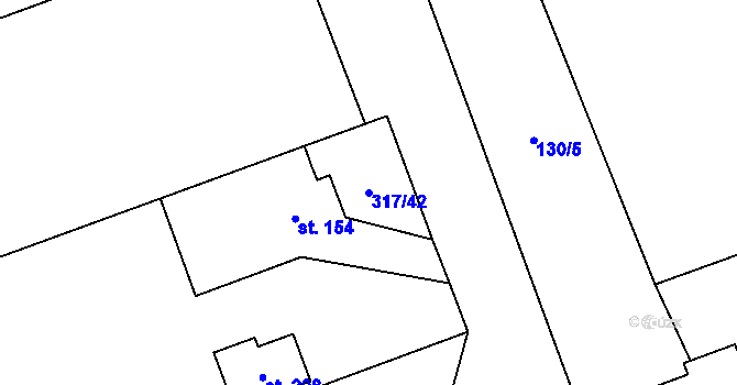 Parcela st. 317/42 v KÚ Cerekvice nad Bystřicí, Katastrální mapa