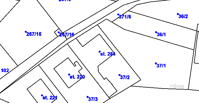 Parcela st. 284 v KÚ Cerekvice nad Bystřicí, Katastrální mapa